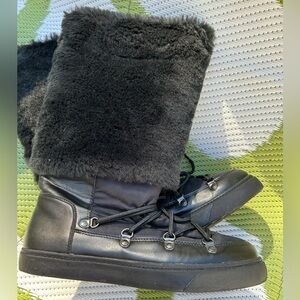Women’s I-N-C Soffy Black Warm & Cozy Winter Boots w Faux Fur Vegan Adjustable 8